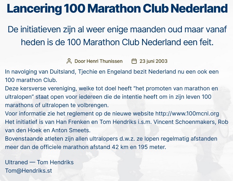 100mcnl.nl 100 marathon club Nederland